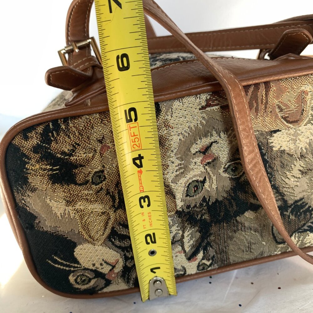 Signare Cat Kitten All over Print Tapestry Backpack Tan Drawstring Buckle Snap - Picture 14 of 14